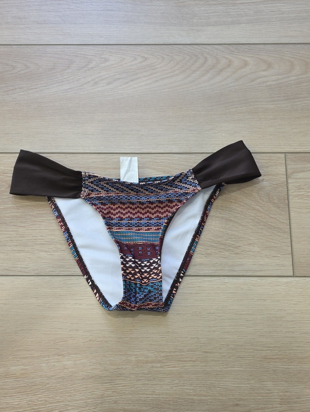 O'Neill Patterned Bikini Bottom with Brown Side Panels
